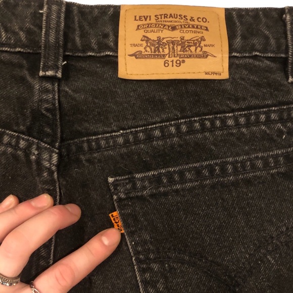 Vintage 90s Levi’s Orange Tab Straight Leg 619 Black Jeans- Size 26/27 - Picture 9 of 11